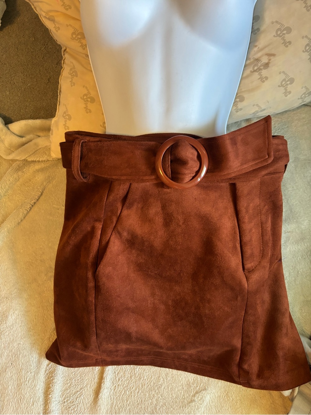 Forever 21 Rust Suede-Look Belted Mini Skirt